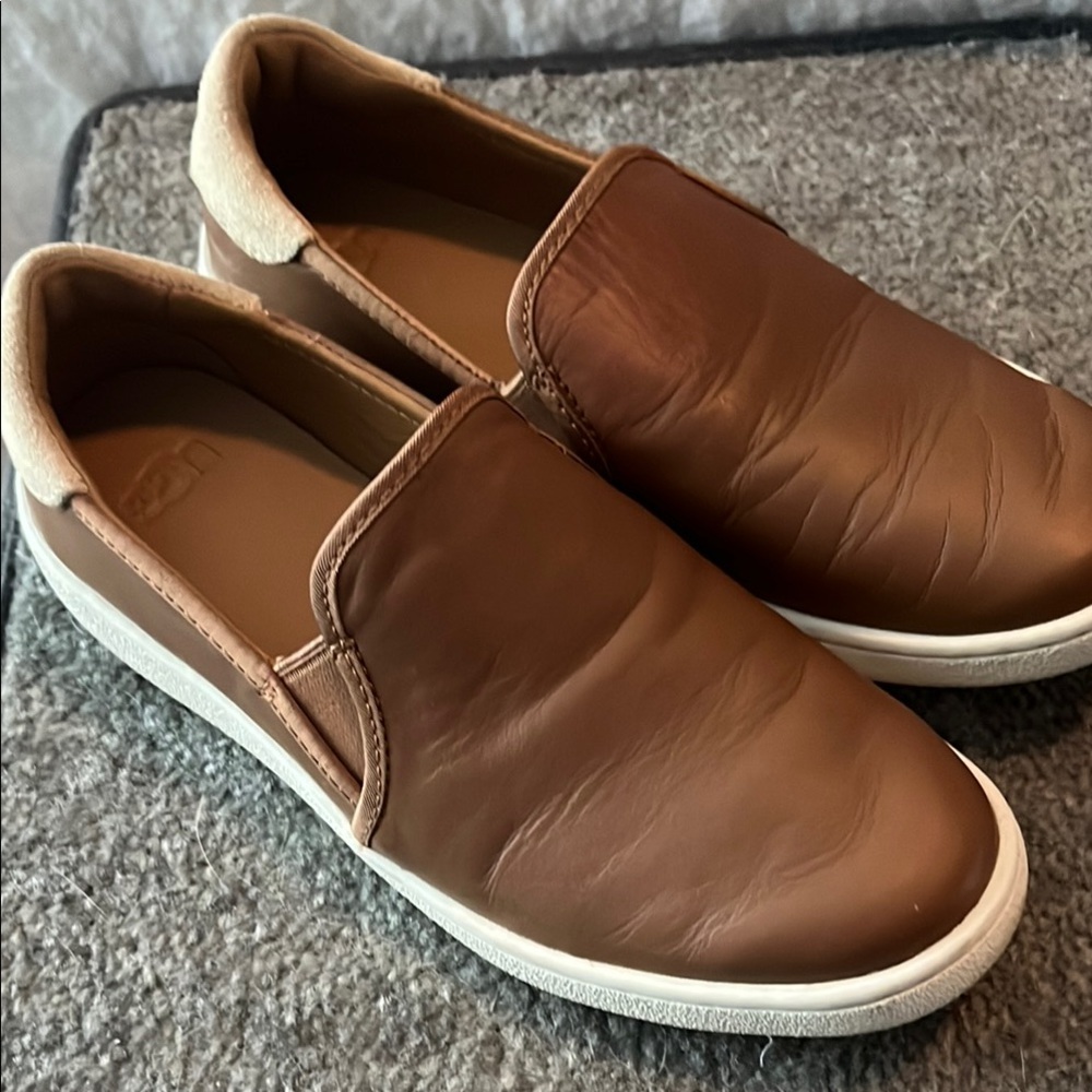 UGG Brown Tan Loafers Slip-Ons with Elastic Goring